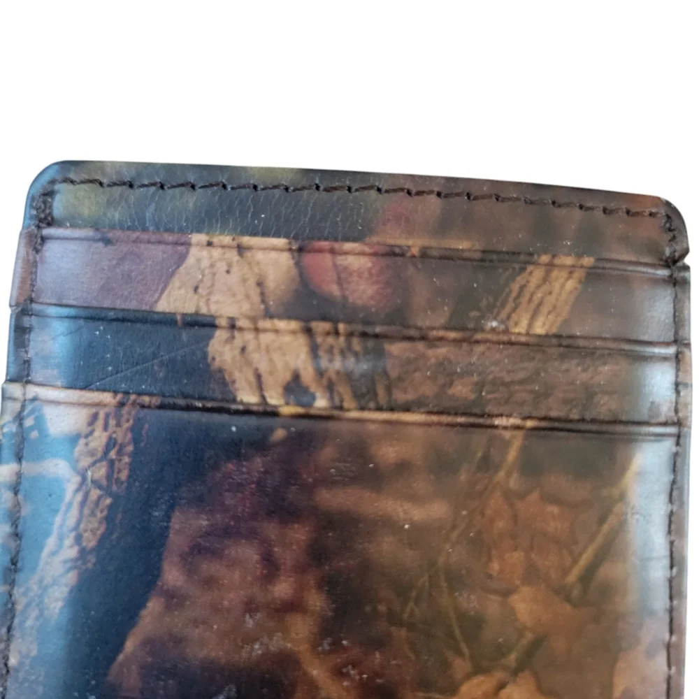 Camouflage Leather Men's Cardholder Money Clip Bottle Opener